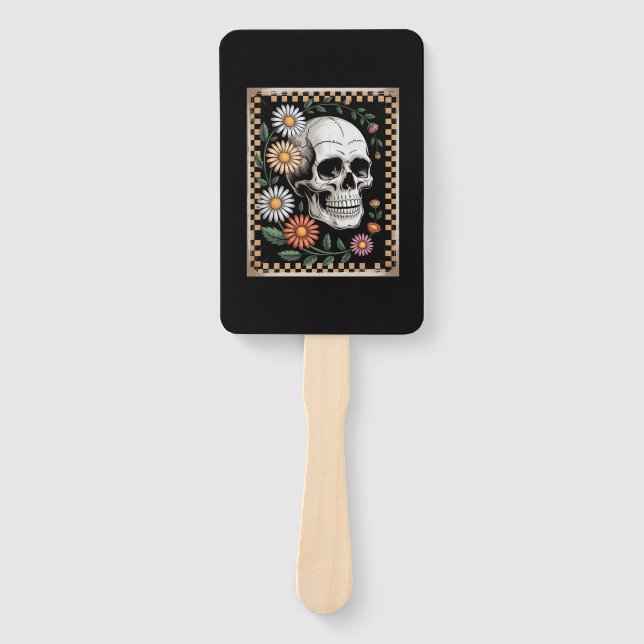 Floral Ghost Fall Boho Halloween 2 Hand Fan (Front)