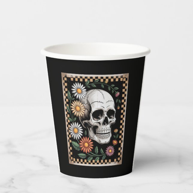 Floral Ghost Fall Boho Halloween 2 Paper Cups (Front)