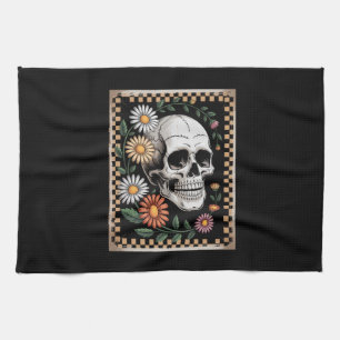 Floral Ghost Fall Boho Halloween 2 Tea Towel