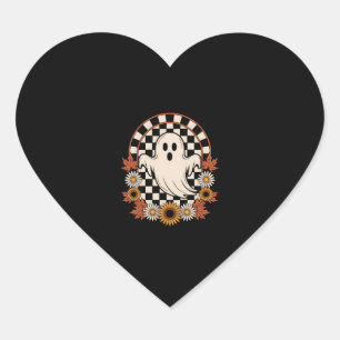 Floral Ghost Fall Boho Halloween Heart Sticker