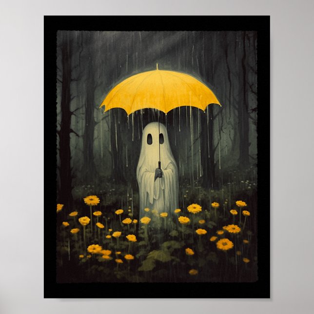 Floral Ghost Halloween Gothic Ghost Dark Forest Ra Poster (Front)
