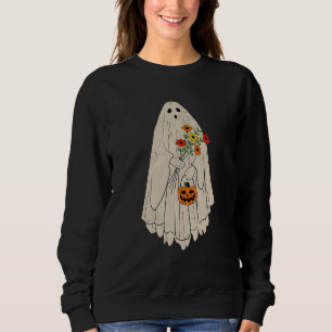 Floral Ghost Halloween Pumpkin Costume Funny Hallo Sweatshirt