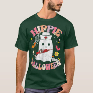 Floral Ghost Hippie Costume Halloween Vibes Pumpki T-Shirt