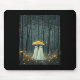 Floral Ghost Holds Umbrella Couple Spooky Season W Mouse Pad