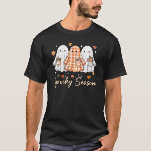 Floral Ghost Patchwork Fall Autumn Spooky Season H T-Shirt