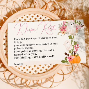Floral ghost pumpkin diaper raffle baby shower enclosure card