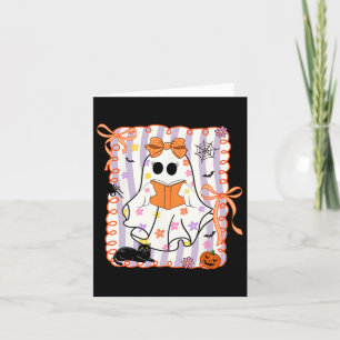 Floral Ghost Reading Books Halloween Teacher Coque Card