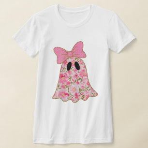 Floral Ghost T-Shirt – Cute Pink & Gold Glitter