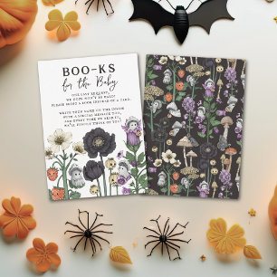 Floral Ghosts Halloween Baby Shower Book Request Enclosure Card