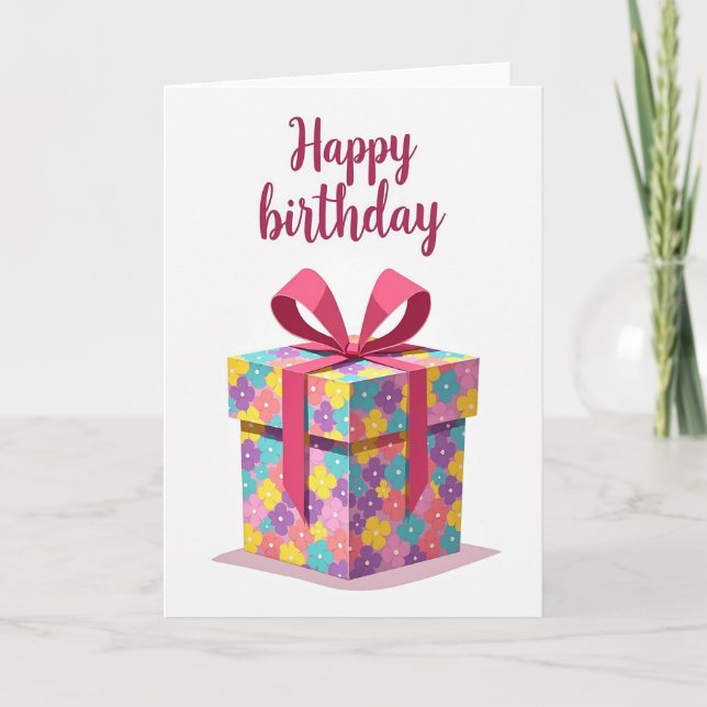 Floral Gift Birthday Card (Front)