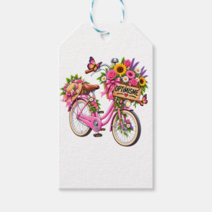 Floral Gift "Optimism" Tag - Pink Bike