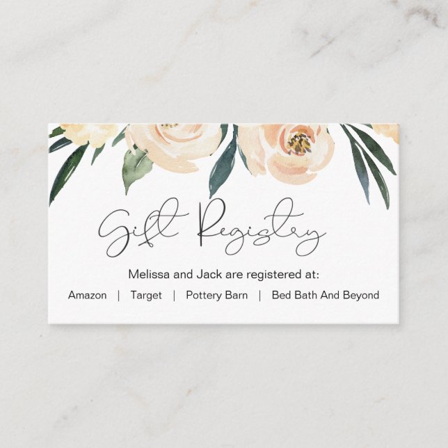 Floral Gift  Registry Bridal Shower Insert Card (Front)