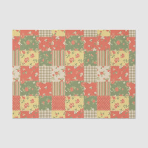 Floral Gingham Patchwork Vintage Farmhouse Look Tissue Paper