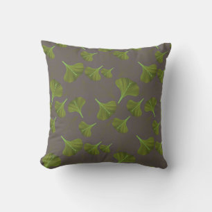 Floral Gingko Leaf Grey Pattern Cushion