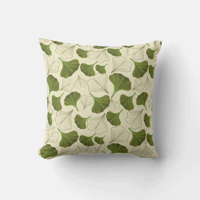 Floral Gingko Leaf Pattern Cushion (Front)