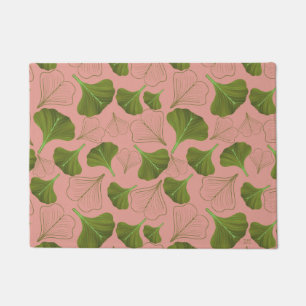 Floral Gingko Leaf Pink Pattern Doormat