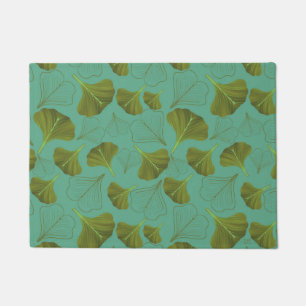Floral Gingko Leaf Turquoise Pattern  Doormat