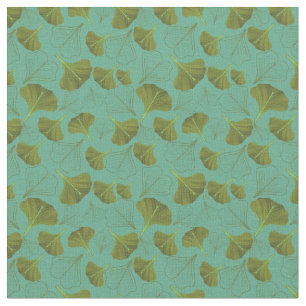 Floral Gingko Leaf Turquoise Pattern  Fabric