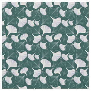Floral Ginkgo Leaf Green Patterned  Fabric