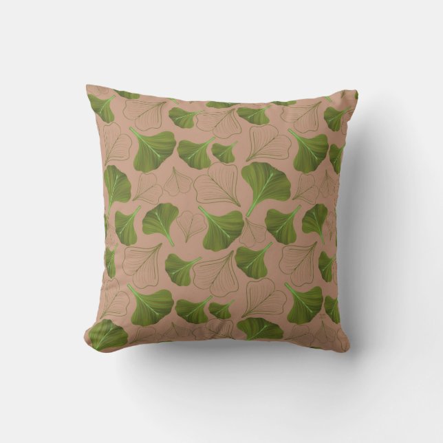 Floral Ginkgo Leaf Pastel Pattern Cushion (Front)