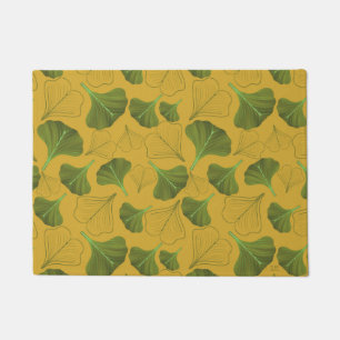 Floral Ginkgo Leaf Yellow Pattern Doormat