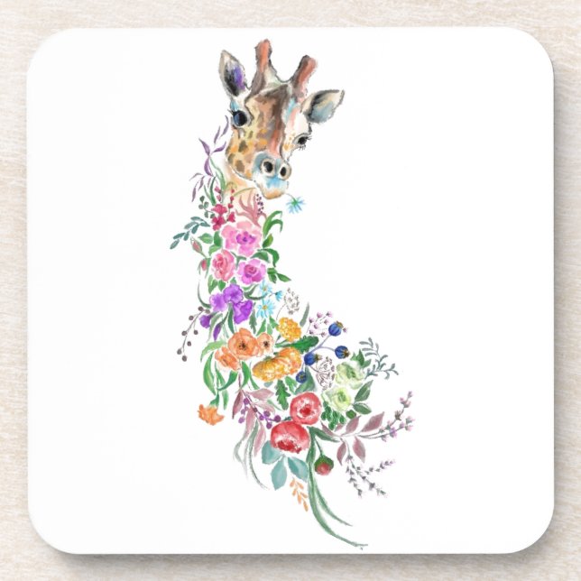 Floral Giraffe Beverage Coaster (Front)