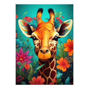 Floral Giraffe Portrait-9319 Photo Print