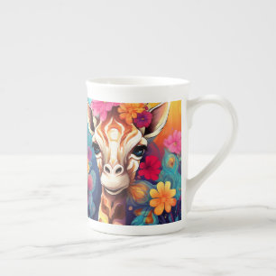 Floral Giraffe Portrait-9320 Bone China Mug