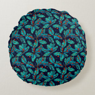 Floral Giraffe Portrait-9322 Round Cushion