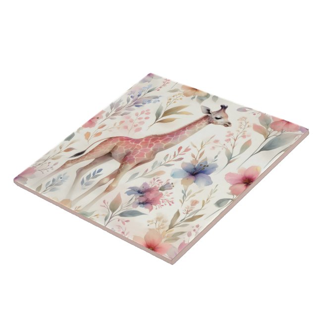 Floral Giraffe Wall Tile Design (Side)