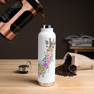 Floral Giraffe Water Bottle