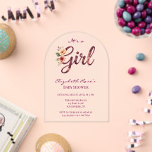 Floral Girl Baby Shower Burgundy