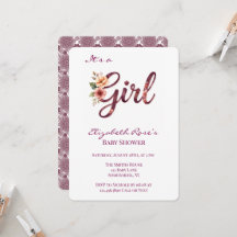 Floral Girl Baby Shower Burgundy