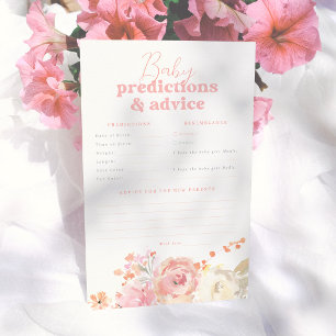 Floral Girl Baby Shower Predictions & Advice Game