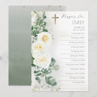 Floral Girl Baptism Fill in the Blank Prayer Card
