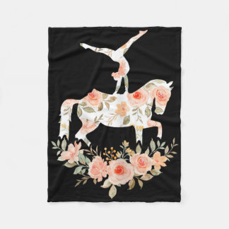 Floral Girl Vaulting Riding Equestrian Horse Girl  Fleece Blanket