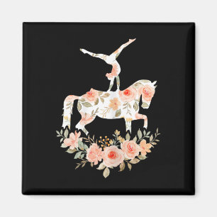 Floral Girl Vaulting Riding Equestrian Horse Girl Magnet