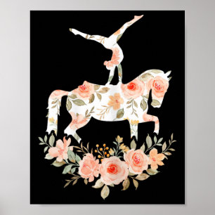 Floral Girl Vaulting Riding Equestrian Horse Girl Poster