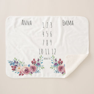 Floral Girls Twin Milestone  Fleece Blanket