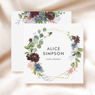 Floral Girly Elegant Square Business Card