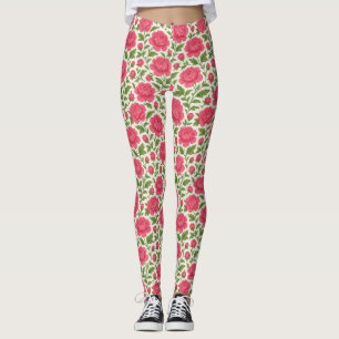 Floral Girly Lush Pink Peonies Leggings