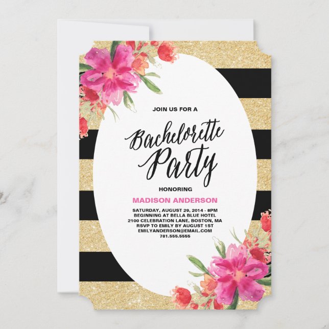 Floral Glam | Bachelorette Party Invitation (Front)