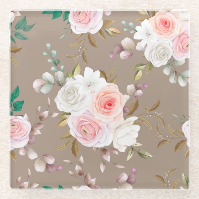 Floral Glass Coaster (Front)