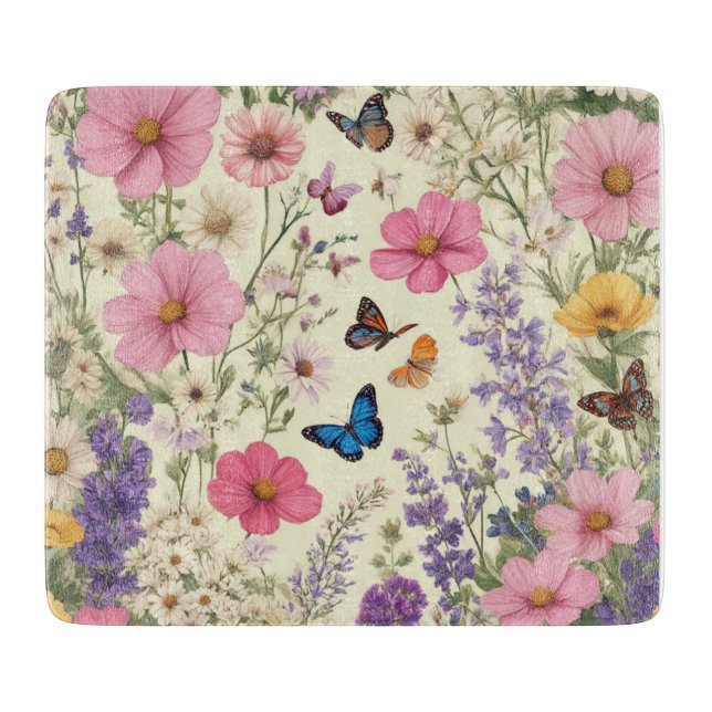 Floral Glass Cutting Board (Front)