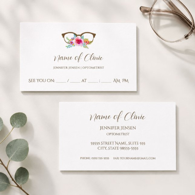 Floral Glasses Eye Exam Appointment Card (Creator Uploaded)
