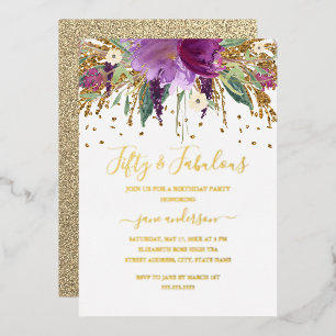 Floral Glitter Amethyst 50 & Fabulous Birthday