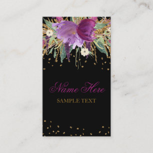 Floral Glitter Amethyst Business Card