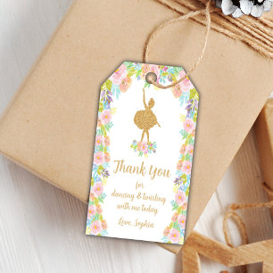 Floral Glitter Ballerina Birthday Favour Tags