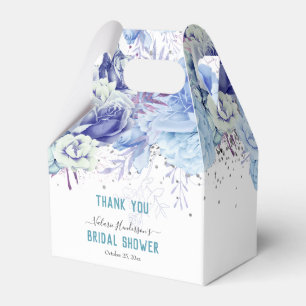 Floral Glitter Light Blue Bridal Shower Favour Box