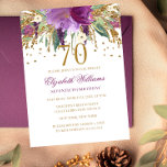 Floral Glitter Sparkling Amethyst 70th Birthday Invitation<br><div class="desc">More floral birthday invitations in the Little Bayleigh store! We have used artwork from: www.createthecut.com</div>